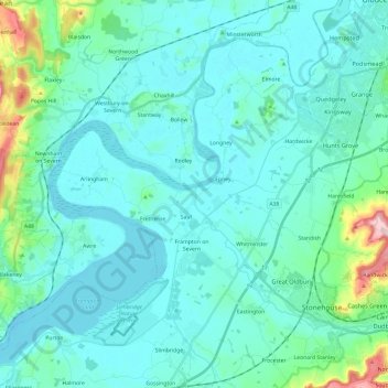 Carte topographique Gloucester and Sharpness Canal, altitude, relief