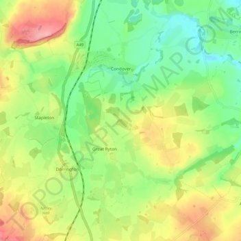 Carte topographique Condover, altitude, relief