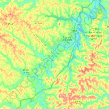 Carte topographique Grayson Lake, altitude, relief