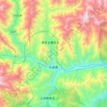 Carte topographique 水晶镇, altitude, relief