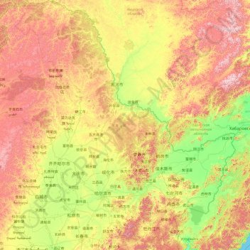 Carte topographique 黑龙江省, altitude, relief