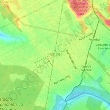 Carte topographique Planalto, altitude, relief