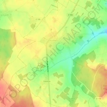 Carte topographique Orvilliers, altitude, relief