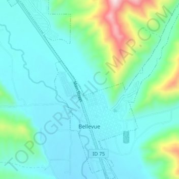Carte topographique Bellevue, altitude, relief