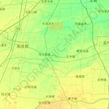 Carte topographique 南皮县, altitude, relief