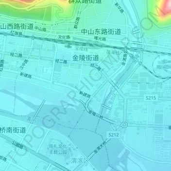 Carte topographique 金陵街道, altitude, relief