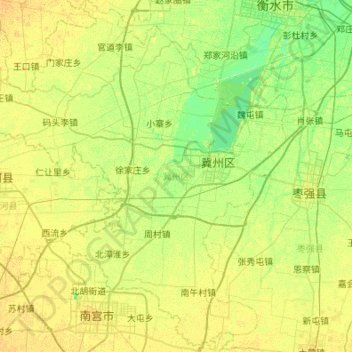 Carte topographique 冀州区, altitude, relief
