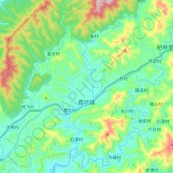 Carte topographique 霞坑镇, altitude, relief