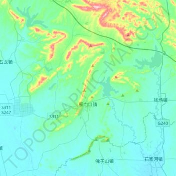 Carte topographique 雁门口, altitude, relief