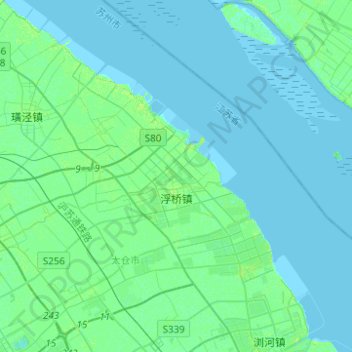 Carte topographique 浮桥镇, altitude, relief