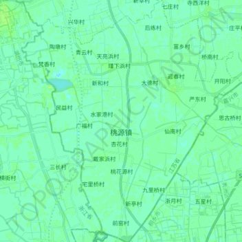 Carte topographique 桃源镇, altitude, relief