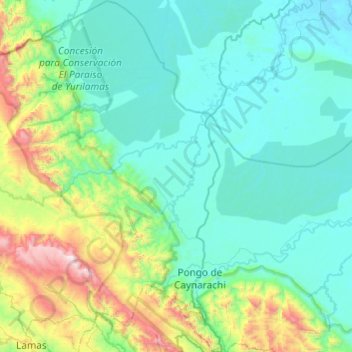 Carte topographique Caynarachi, altitude, relief
