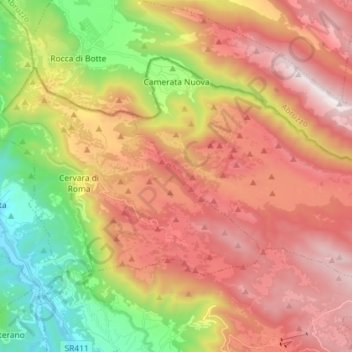 Carte topographique Camerata Nuova, altitude, relief