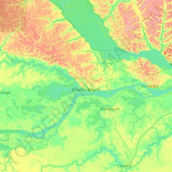 Carte topographique Manacapuru, altitude, relief