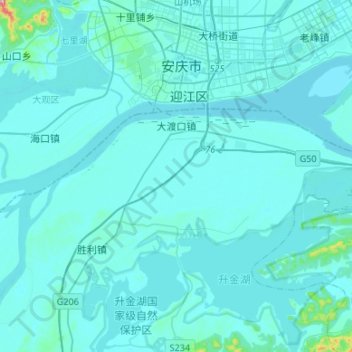 Carte topographique 大渡口镇, altitude, relief