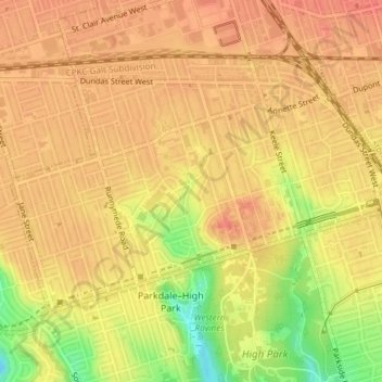 Carte topographique High Park North, altitude, relief