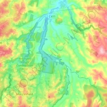 Carte topographique Yellingbo, altitude, relief