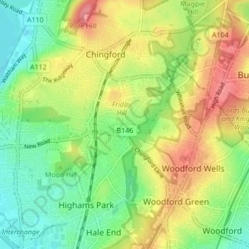 Carte topographique River Ching, altitude, relief