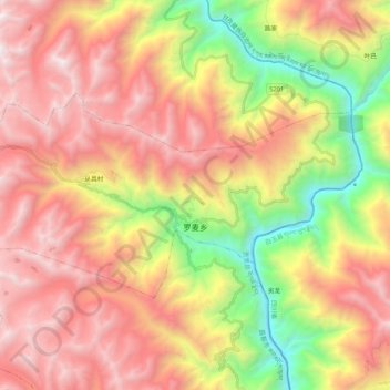 Carte topographique 罗麦乡, altitude, relief