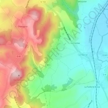 Carte topographique Salzuit, altitude, relief