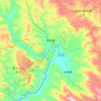 Carte topographique 惠民镇, altitude, relief