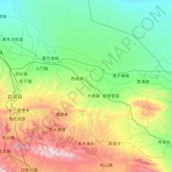 Carte topographique 古浪县, altitude, relief