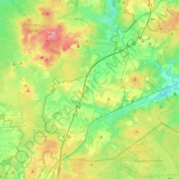 Carte topographique Bispingen, altitude, relief