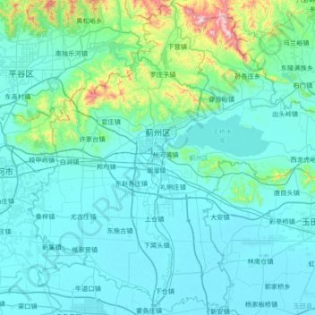 Carte topographique 蓟州区, altitude, relief