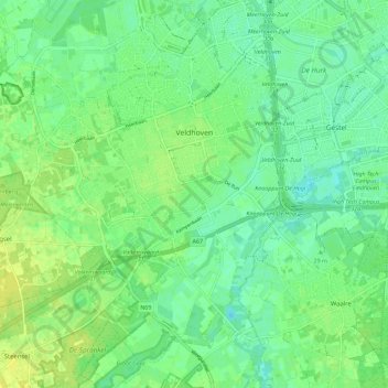 Carte topographique Veldhoven, altitude, relief