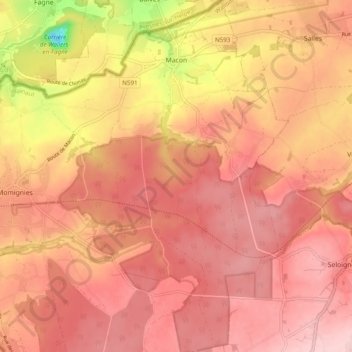 Carte topographique Macon, altitude, relief