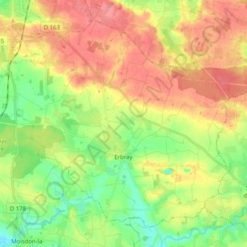 Carte topographique Erbray, altitude, relief