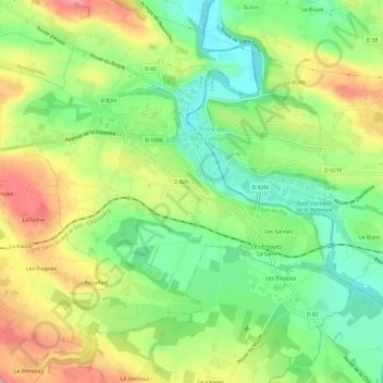 Carte topographique Le Pont-de-Beauvoisin, altitude, relief