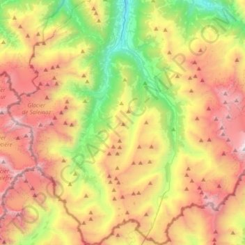 Carte topographique Orsières, altitude, relief