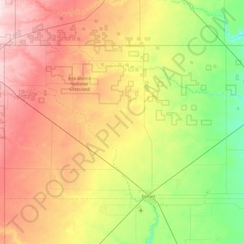 Carte topographique Dallam County, altitude, relief