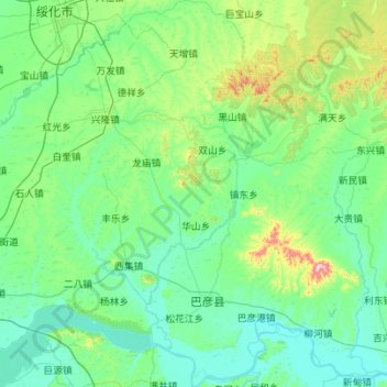 Carte topographique 巴彦县, altitude, relief