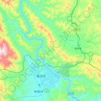 Carte topographique 允景洪街道, altitude, relief