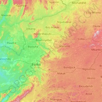 Carte topographique Nyong-et-Kéllé, altitude, relief
