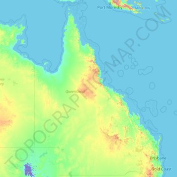 Carte topographique Queensland, altitude, relief