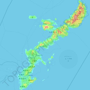 Carte topographique Okinawa Island, altitude, relief