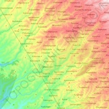 Carte topographique Tinet ward, altitude, relief