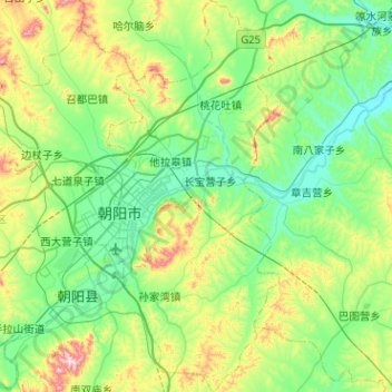 Carte topographique 双塔区, altitude, relief