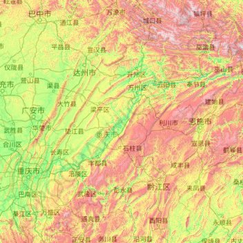 Carte topographique 三峡水库, altitude, relief