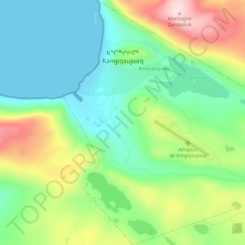 Carte topographique Kangiqsujuaq (village), altitude, relief