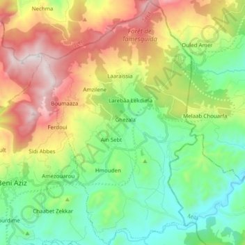 Carte topographique Aïn Sebt, altitude, relief