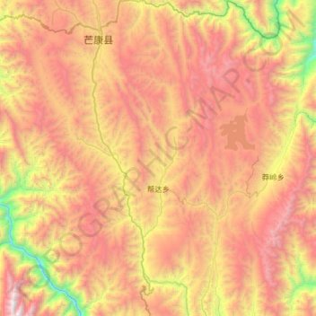 Carte topographique 帮达乡, altitude, relief