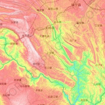Carte topographique 关岭布依族苗族自治县, altitude, relief