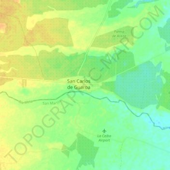 Carte topographique San Carlos de Guaroa, altitude, relief