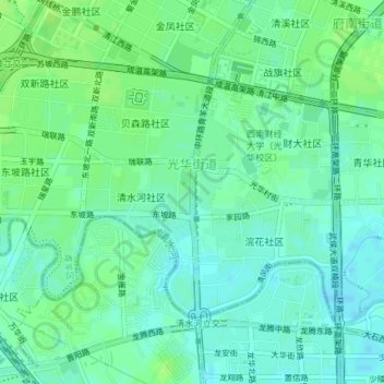 Carte topographique 光华街道, altitude, relief