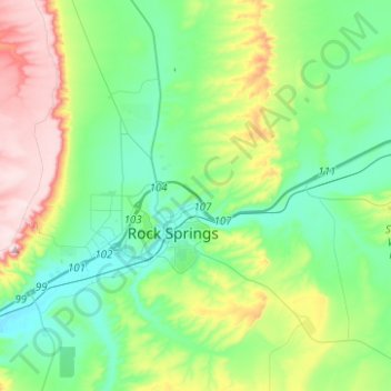 Carte topographique Rock Springs, altitude, relief