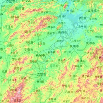 Carte topographique 赣江, altitude, relief
